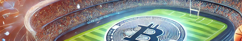 Et stadion med en BTC-mynt